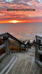 Sunset over Lake Michigan, USA
