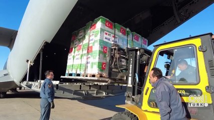 Gazze için yardım taşıyan üçüncü uçak Mısır'da