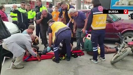 Bursa'da hafif ticari aracın çarptığı dede torun ölümden döndü