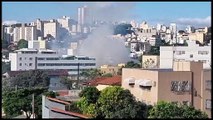 Imagens mostram fumaça de incêndio no bairro Salgado Filho