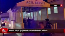 Van'da kaçak göçmenleri taşıyan minibüs devrildi