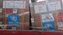 وصول قافلة مساعدات من منظمة #الصحة_العالمية إلى مدينة #العريش في محافظة #شمال_سيناء المصرية #مصر #غزة #العربية