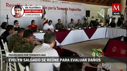 Reunión de evaluación encabezada por Evelyn Salgado ante daños de Tormenta Max en Guerrero