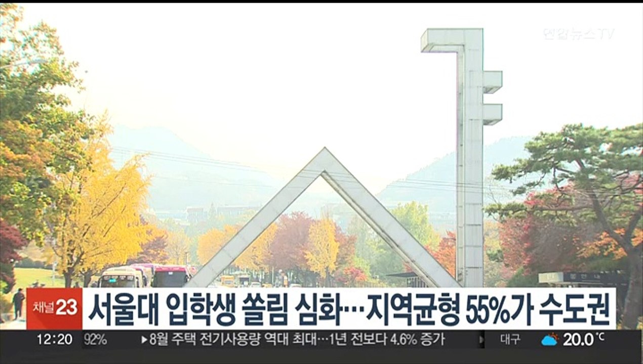 서울대 입학생 쏠림 심화…지역균형 55%가 수도권