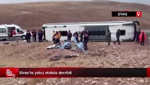Sivas’ta yolcu otobüs devrildi