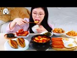 ASMR MUKBANG| Korean home-cooked meals(Soft Tofu Stew, Fresh Kimchi, Spicy Marinated Crab, Spam).