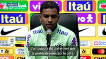 Brésil - Rodrygo préfère jouer sur un côté mais sait l’importance d’être polyvalent