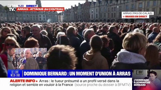 Tout ce que j'ai vécu ces derniers jours est affreux : l'émotion de Michel, qui participe au rassemblement à Arras en hommage à Dominique Bernard