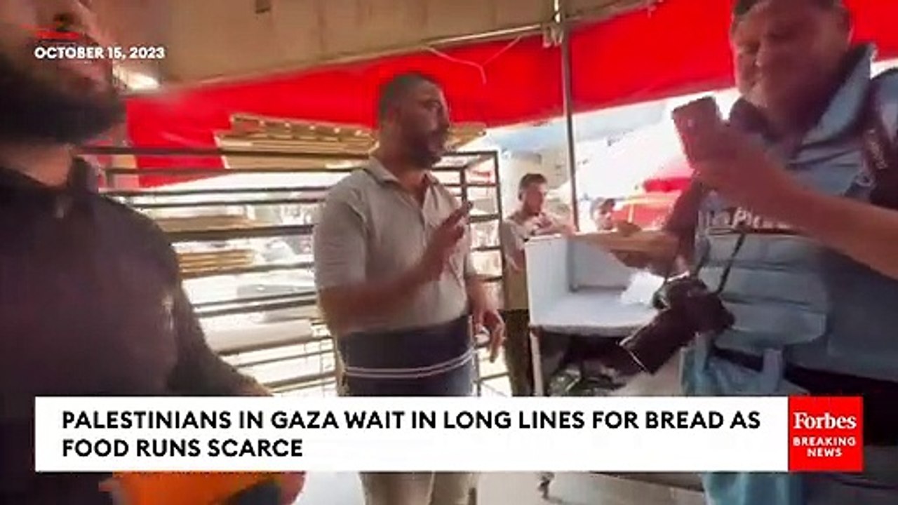 Palestinians In Gaza Wait In Long Lines For Bread As Food Runs Scarce