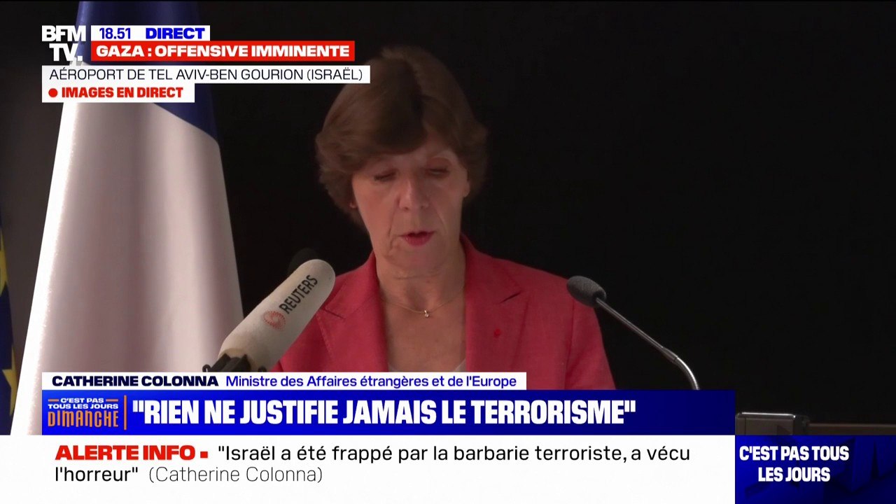 Catherine Colonna, ministre des Affaires étrangères et de l'Europe: "Nous demandons que tous les otages soient libérés immédiatement et sans condition, pas de chantage"