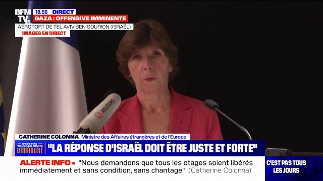 Catherine Colonna: Israël a le droit de se défendre face à la monstruosité du Hamas et au danger qu'il représente, sa réponse doit être ferme et juste