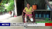 Hondureña perdió un pie al caer del tren 'La Bestia'. Cortesía Metro TV Choluteca
