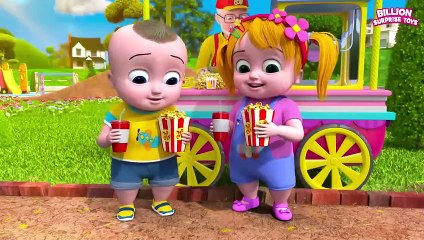 It’s a yummy popcorn day! But the naughty monkey came to steal it.