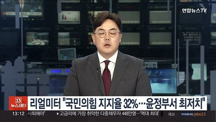 리얼미터 "국민의힘 지지율 32.0%…윤석열 정부 최저치"