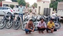 Three people arrested along with eight stolen motorcycles