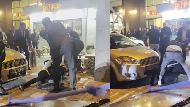 Düğün salonu önünde tekme-tokat kavga kamerada