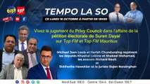 Vivez le jugement du Privy Council dans l’affaire de la pétition électorale de Suren Dayal sur Top FM et Top FM Mauritius.