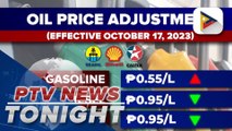 Diesel, kerosene prices down; Gasoline up effective Oct. 17