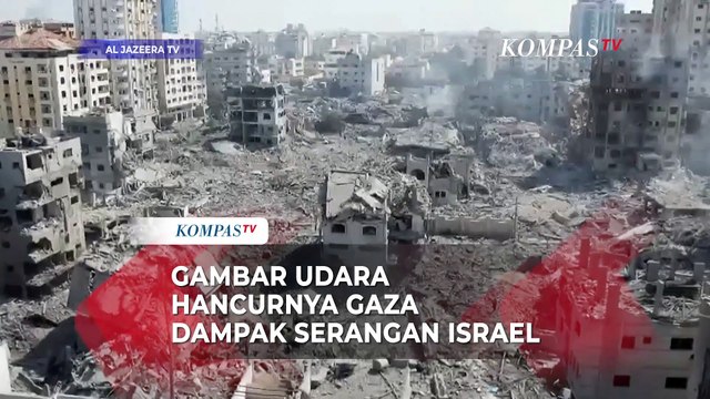 Gambar Udara Kondisi Gaza Dampak Serangan Udara Israel: Gedung Hancur Tinggal Puing