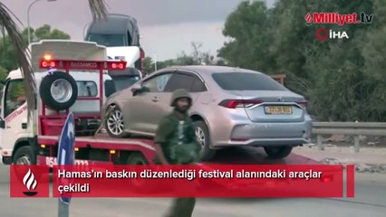 Hamas’ın baskın düzenlediği festival alanındaki araçlar çekildi