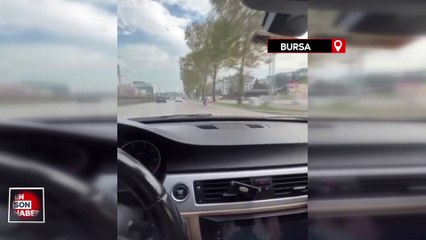 Bursa’da motosikletlinin sırtında bebeğiyle yolculuğu