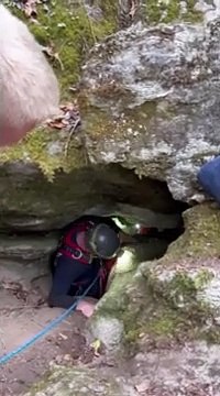 Salvano il cane intrappolato da 3 giorni in una grotta di 40 metri