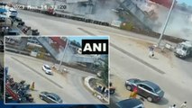 निर्माणाधीन मुंबई-गोवा फोर-लेन हाईवे का हिस्सा भरभराकर गिरा, कैमरे में कैद हुआ डरा देने वाला हादसा
