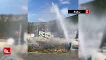 Bolu'da doğal gaz çalışmasında şebeke suyunun borusu patladı
