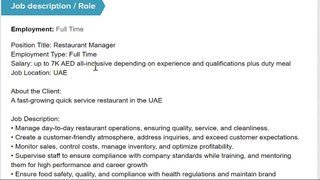 RESTAURANT MANAGER - DUBAI JOB - RESTAURANT JOBS - UAE