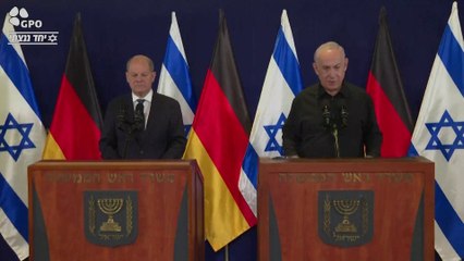 مؤتمر صحفي مشترك للمستشار الألماني ورئيس الوزراء الإسرائيلي