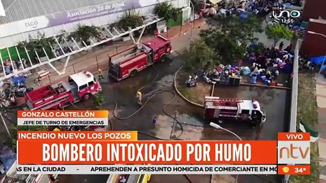Bombero de 41 años se intoxicó en el incendio del mercado de Los Pozos