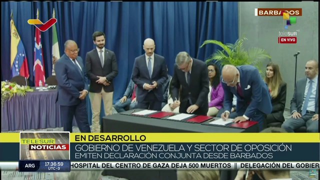 Gobierno venezolano y sector de la oposición sellan proceso de diálogo en Barbados