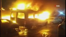 Ümraniye'de servis aracı alev alev yandı