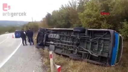 Tekirdağ'da yolcu minibüsü devrildi: 16 yaralı