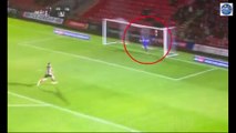 Colchester United goalkeeper Owen Goodman scores FREAK own goal against Grimsby Town as he fails to deal with a heavy backpass before ending up in the back of his own net