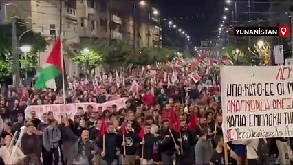 Atina’da Gazze ve Filistinliler için destek yürüyüşü
