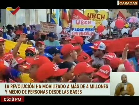 Más de 4 millones de personas se han movilizado en respaldo a la Revolución Bolivariana