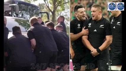 New Zealand's Rugby Stars jump out of their Coach to Lift and Move 2,400kg Land Rover Out of the Way