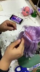 Sewing Hair Onto a Doll's Head