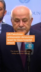 Palestinian Ambassador to the #UN Riyad Mansour denounced Israel for carrying out the deadly attack at the al-Ahli Hospital in #Gaza, calling #Israeli PM Benjamin Netanyahu 'a liar' for blaming Islamic Jihad.