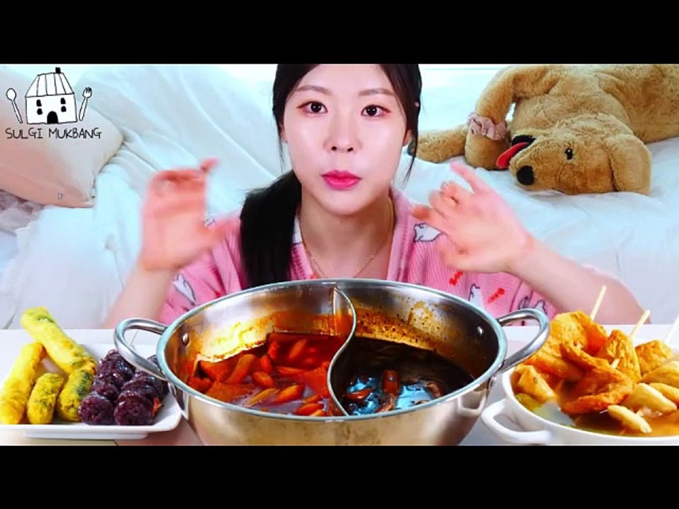 ASMR MUKBANG| Tteokbokki & Black bean Tteokbokki, Fish Cake Soup, Sundae, Fried foods.