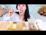 ASMR MUKBANG| White&Transparent Desserts(Jelly noodles, Ice cream, Chocolate, Kyoho Jelly).