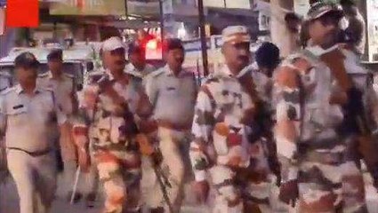 आगर मालवा: कोतवाली पुलिस व ITBP जवानों ने शहर में निकला फ्लैग मार्च