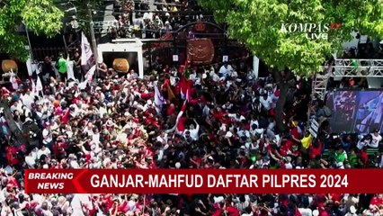 Tiba di KPU, Ganjar Mahfud Bawa sendiri Berkas Pendaftaran Pilpres 2024