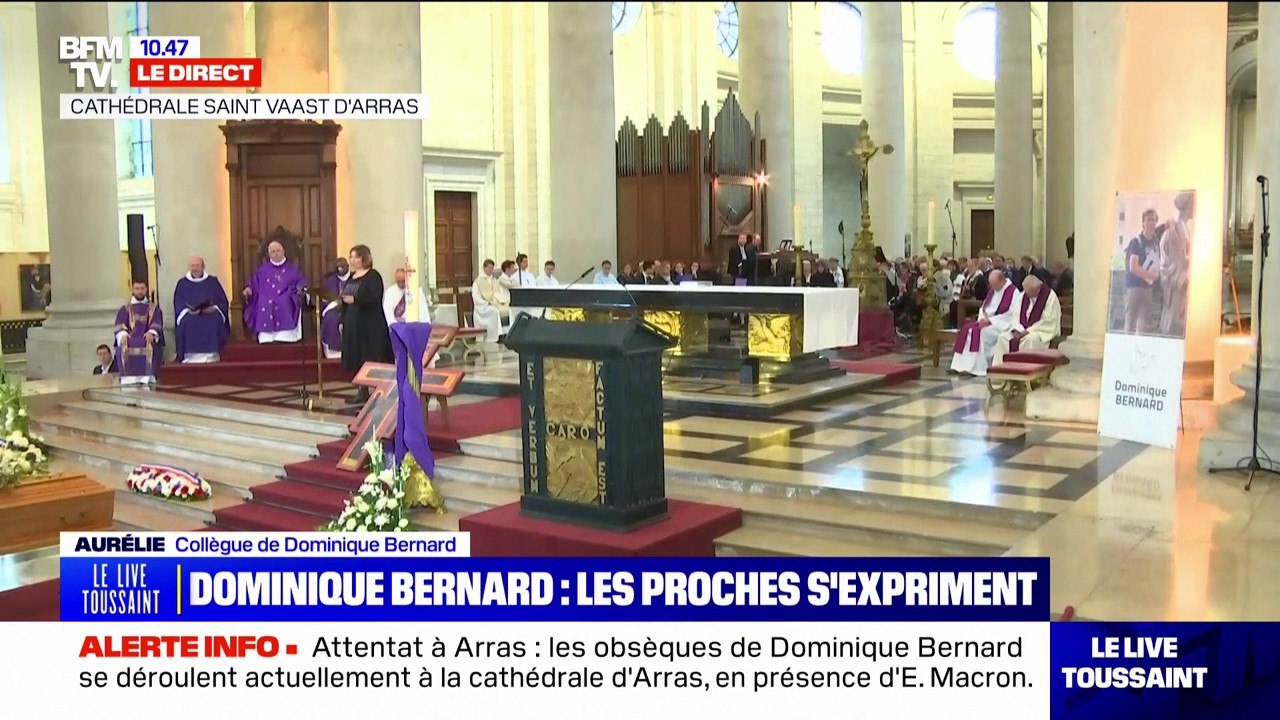 "Je n'oublierai jamais ta silhouette sur le perron du lycée Gambetta": une ancienne collègue de Dominique Bernard lui rend hommage lors de la cérémonie d'obsèques