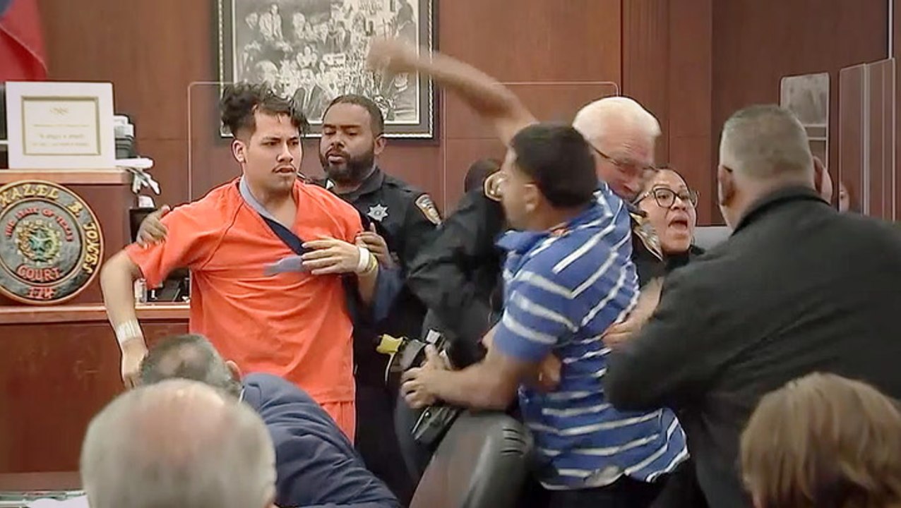 Courtroom brawl breaks out as family of murdered teenager try to attack ex-boyfriend