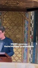 MSNBC sunucusu Rachel Maddow'un söyleşisinde izleyicilerden biri Maddow'u protesto etti.