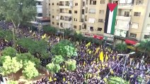 شاهد: لبنانيون يتظاهرون أمام السفارة الأمريكية في بيروت تضامنا مع الفلسطينيين