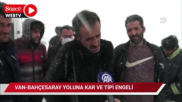 Van-Bahçesaray yolunda kar ve tipi nedeniyle birçok araç yolda kaldı
