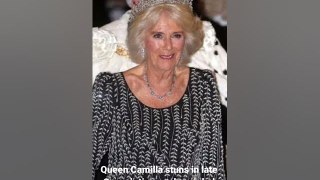 Queen Camilla stuns in late Queen’s tiara and recycled Bruce Oldfield evening gown